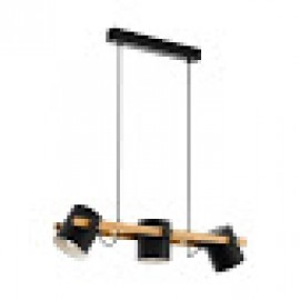 Eglo-Hornwood H/L 3X60W E27  Pendant Light Black/Cream/Wood